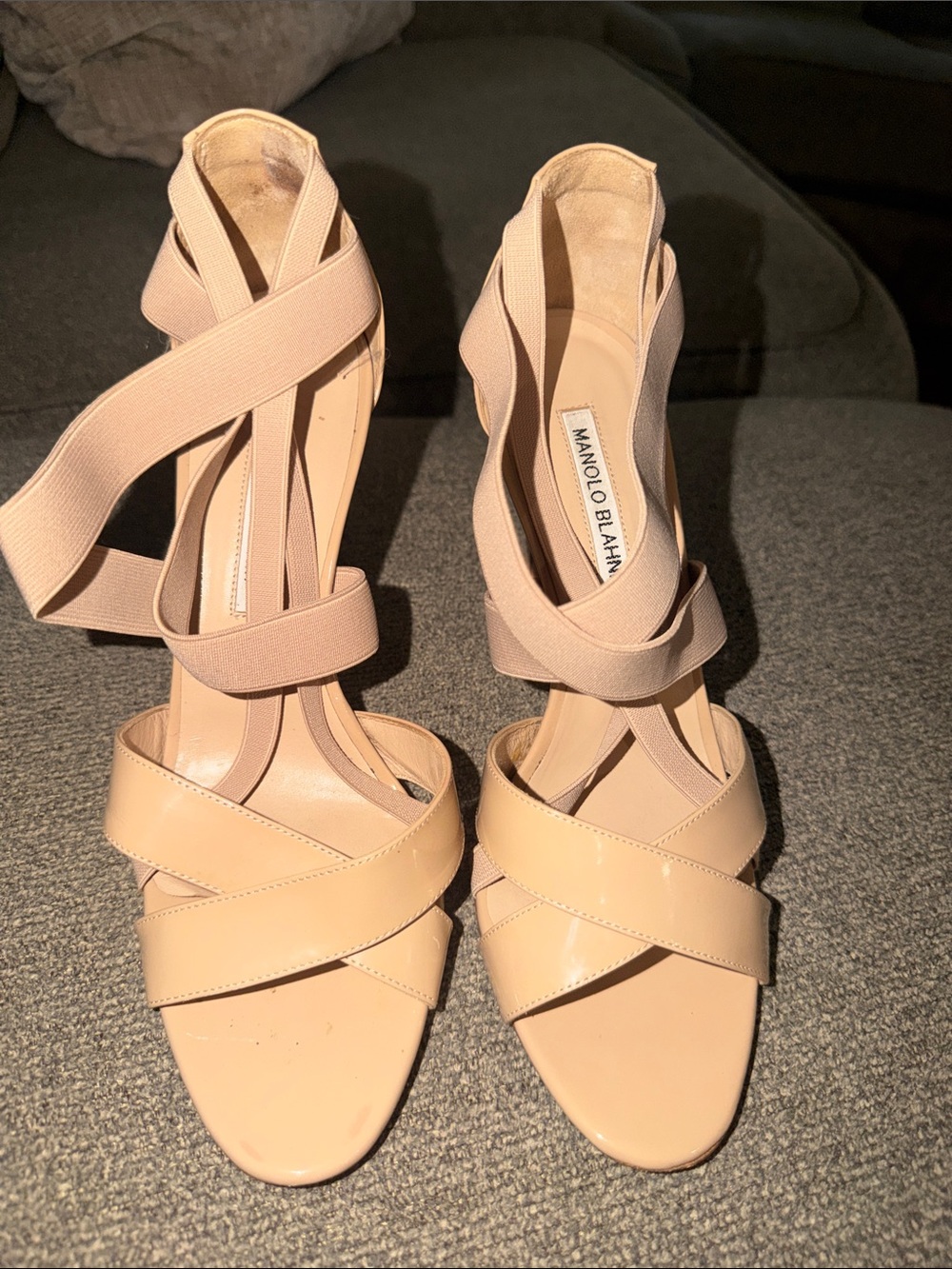 Manolo Blahnik Nude Strappy Heels